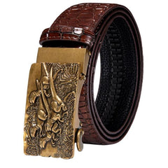 Automatic Buckles Mens Belts Red Burgundy