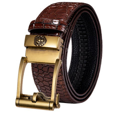 Automatic Buckles Mens Belts Red Burgundy