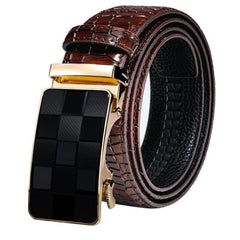 Automatic Buckles Mens Belts Red Burgundy