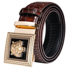 Automatic Buckles Mens Belts Red Burgundy