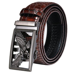 Automatic Buckles Mens Belts Red Burgundy