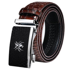 Automatic Buckles Mens Belts Red Burgundy