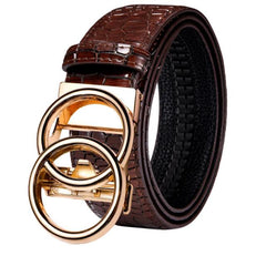 Automatic Buckles Mens Belts Red Burgundy