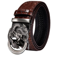 Automatic Buckles Mens Belts Red Burgundy