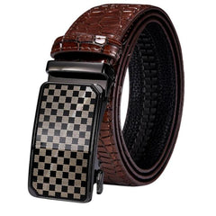 Automatic Buckles Mens Belts Red Burgundy