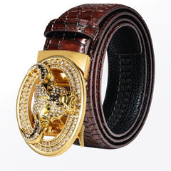 Automatic Buckles Mens Belts Red Burgundy