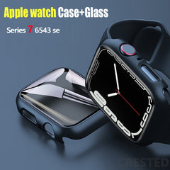 Glass+Cover For Apple Watch case 45mm 41mm 44mm 40mm 42mm 38mm iWatch Accessorie Screen Protector Apple watch serie 3 4 5 6 SE 7