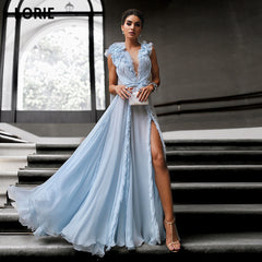 LORIE Sky Blue Evening Dresses Long