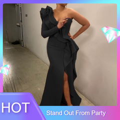 One Shoulder Party Long Dress Sexy Elegant