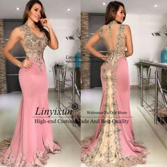 Sexy Cheap Pink Mermaid Prom Dresses