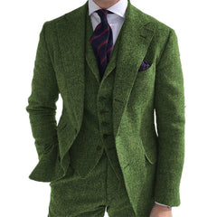 Gray Wool Tweed Winter Men Suit