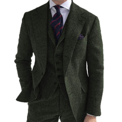 Gray Wool Tweed Winter Men Suit