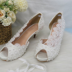 Lace-Up Bride Wedding shoes fashion shoes