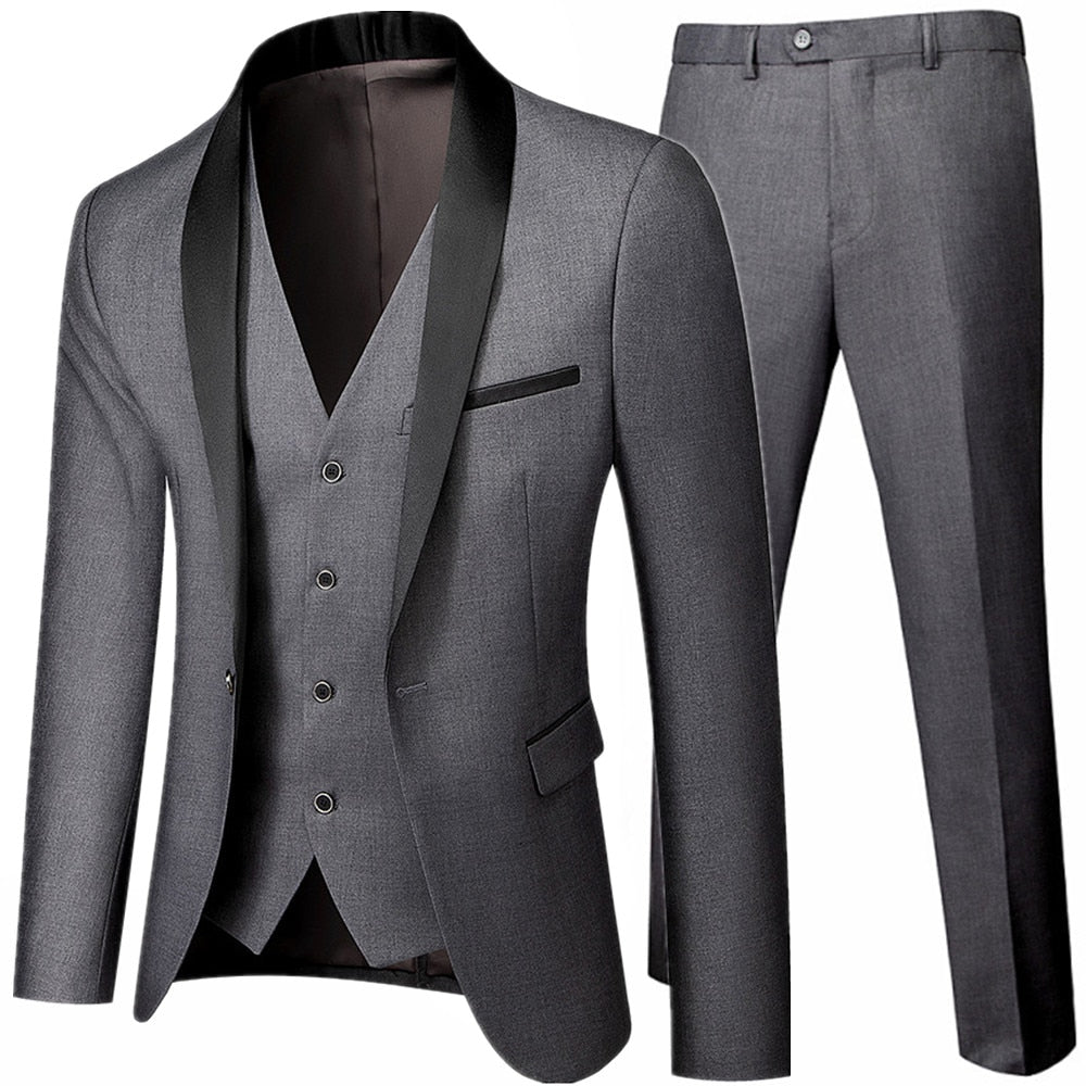 Black Men Autumn Wedding Party Three Pieces Set