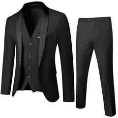 Black Men Autumn Wedding Party Three Pieces Set