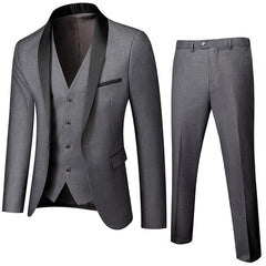 Black Men Autumn Wedding Party Three Pieces Set