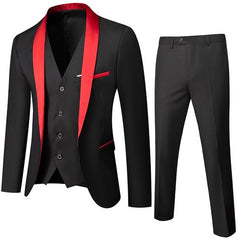 Black Men Autumn Wedding Party Three Pieces Set