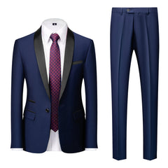 Men Mariage Color Block Collar Suits t