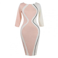 Bodycon Dress Contrast Color Patchwork