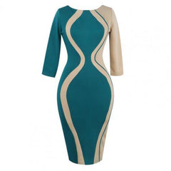 Bodycon Dress Contrast Color Patchwork