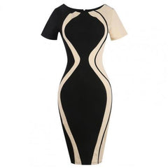 Bodycon Dress Contrast Color Patchwork