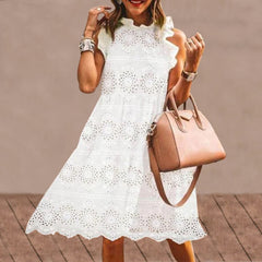 Lace Dress 2022 VONDA Summer Cotton