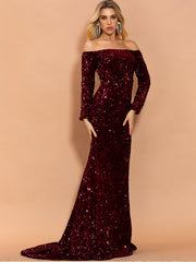 Missord 2022 Sexy Off Shoulder Elegant Sequin