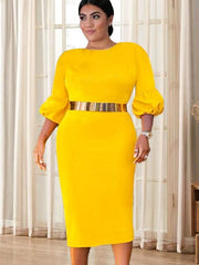 Bodycon Yellow Dresses Large Size Women