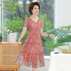 Summer Chiffon Dress 2022 Casual Short Sleeve