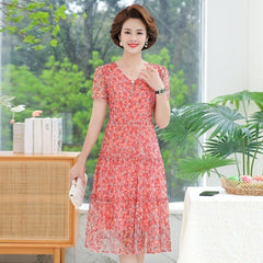 Summer Chiffon Dress 2022 Casual Short Sleeve