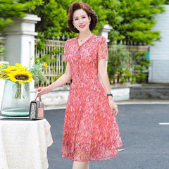 Summer Chiffon Dress 2022 Casual Short Sleeve