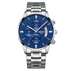 NIBOSI Fashion Stainless Steel Watches Men Waterproof