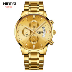 NIBOSI Fashion Stainless Steel Watches Men Waterproof