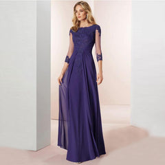 Latest Charming Purple Chiffon Boat Neck