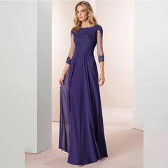 Latest Charming Purple Chiffon Boat Neck