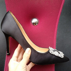 Black Satin Cloth Rhinestones High