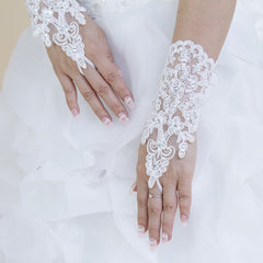 Elegant Rhinestone Bridal Wedding Gloves